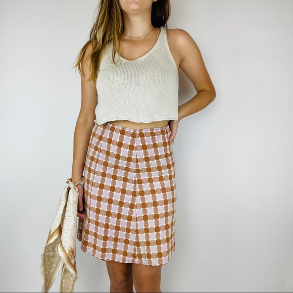 Free People gingham style colorful skirt - Picture 3 of 6